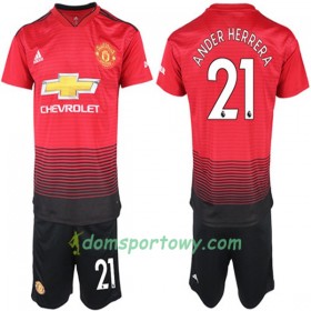Koszulka Manchester United Ander Herrera 21 Dziecięcy Domowe Koszulki Piłkarskie 2018-2019 Krótki Rękaw